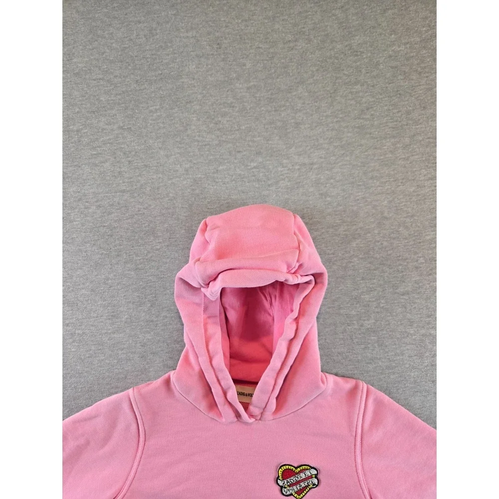 Zadig‎ & Voltaire Hoodie Girls 8 (M) Pink Justin Hear Embrodiered Logo Pullover